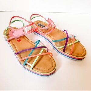 Steve Madden girls neon rainbow clear sandal 5.5